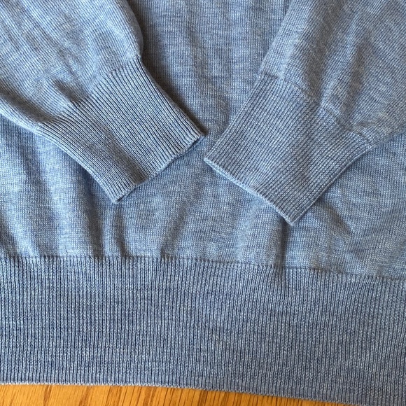 Peter Millar V-Neck Sweater long sleeve merino wool blue Large - Picture 12 of 16